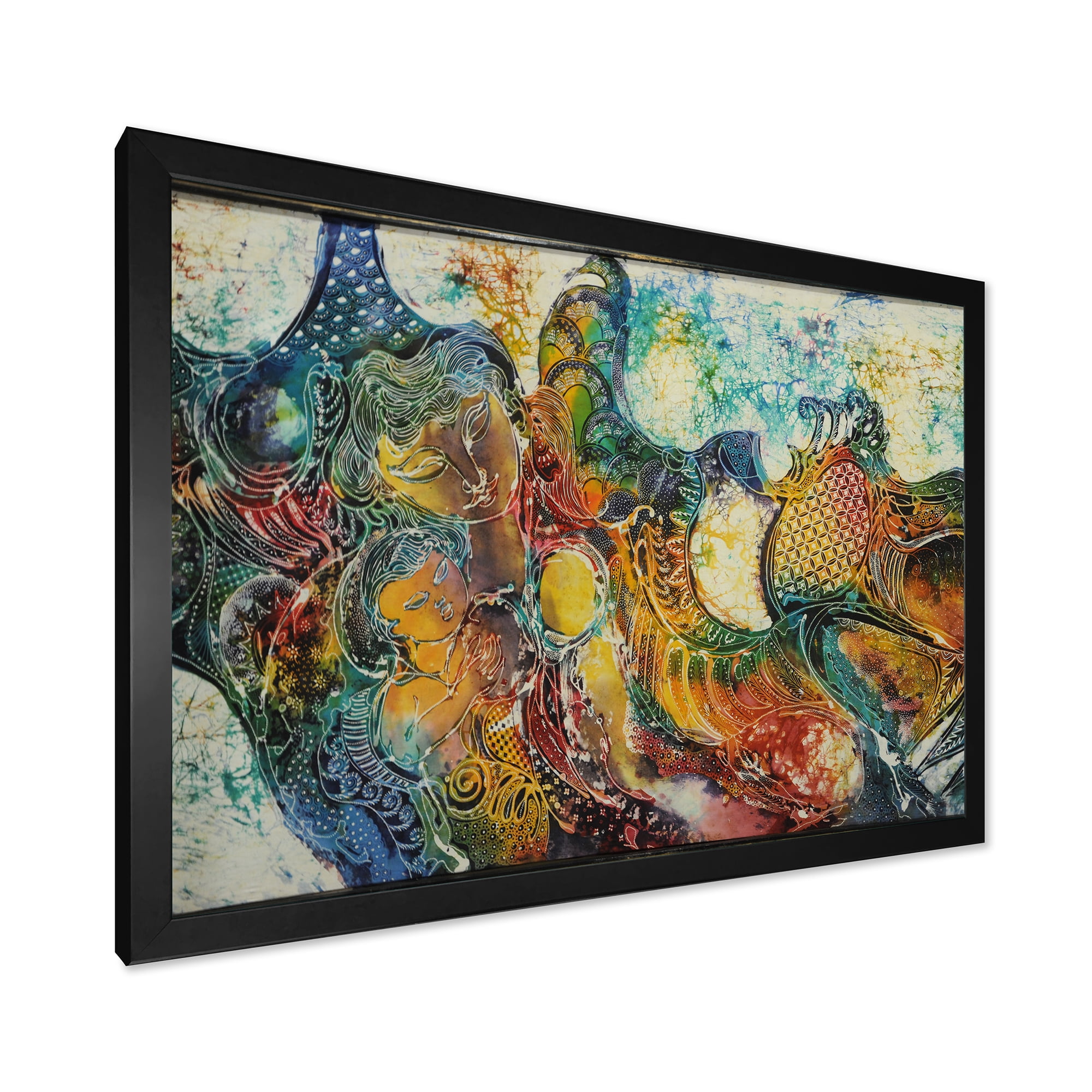 Designart 'Child With Mother With Batik' Modern Framed Art Print