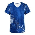 thumbnail image 5 of Dolkfu Tops for Women Short Sleeve V Neck Nursing Pocket Casual Floral Print Scrub Tunics Spring Shirts for Women，L, 5 of 5