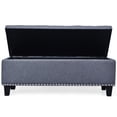 thumbnail image 3 of Gymax 48" Rectangulaire Tissu Rangement Pouf Banc Bouton Touffeté Repose-Pieds Tabouret Gris, 3 of 10