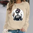 thumbnail image 2 of VKOYWKM Sweatshirts for Women Trendy Halloween Funny Print Pullover Long Sleeve Crew Neck Oversized Sweatshirts Fall Sweatshirt, 2 of 7