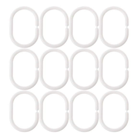 Pack of 12 Plastic Shower Curtain Rings Hook C Shape Bath Drape Shower Rings Removable Blind Rod Loop Accessories