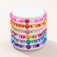 thumbnail image 1 of Conjunto de pulseras de estilo bohemio con joyas Y2K de color suave y cerámica con forma de corazón sonriente y perlas, 1 of 6
