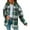 Green, variant on Long Winter Coats For Women Long Sleeve Button Down Plaid Shirts Flannel Hooded Shacket Hoodie Zip Up Jacket Ladies