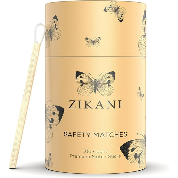 ZIKANI White Tip Matches 4" Match Refill and Striker 100 Long Matches Short Matches Wooden Matches Bulk Matches Decorative Matchsticks Safety Matches for Cloche Jar Box Fireplace (White)