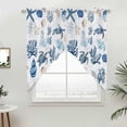 thumbnail image 5 of Blue Coastal Kitchen Window Curtains, Swag Curtains Valance for Bedroom Living Room Bathroom, Starfish Sea Turtle Coral Nautical Beach Rod Pocket Window Curtain Block Drapes 2 Panels 36"x45", 5 of 9