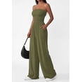 thumbnail image 3 of PRETTYGARDEN Womens Trendy Strapless Rompers Ruched Tube Top Wide Leg One Piece Jumpsuits Beach Vacation Summer Outfits, 3 of 7