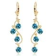 thumbnail image 2 of Galaxy Gold 14K Solid Gold 4.95 Carat Natural Blue Topaz Earrings for Women - Yellow Gold Fine Jewelry, 2 of 3