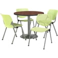 thumbnail image 4 of KFI Studios Mode Round 3' Dining Table Set, Mahogany, 4 Light Grey KOOL Chairs, 4 of 6