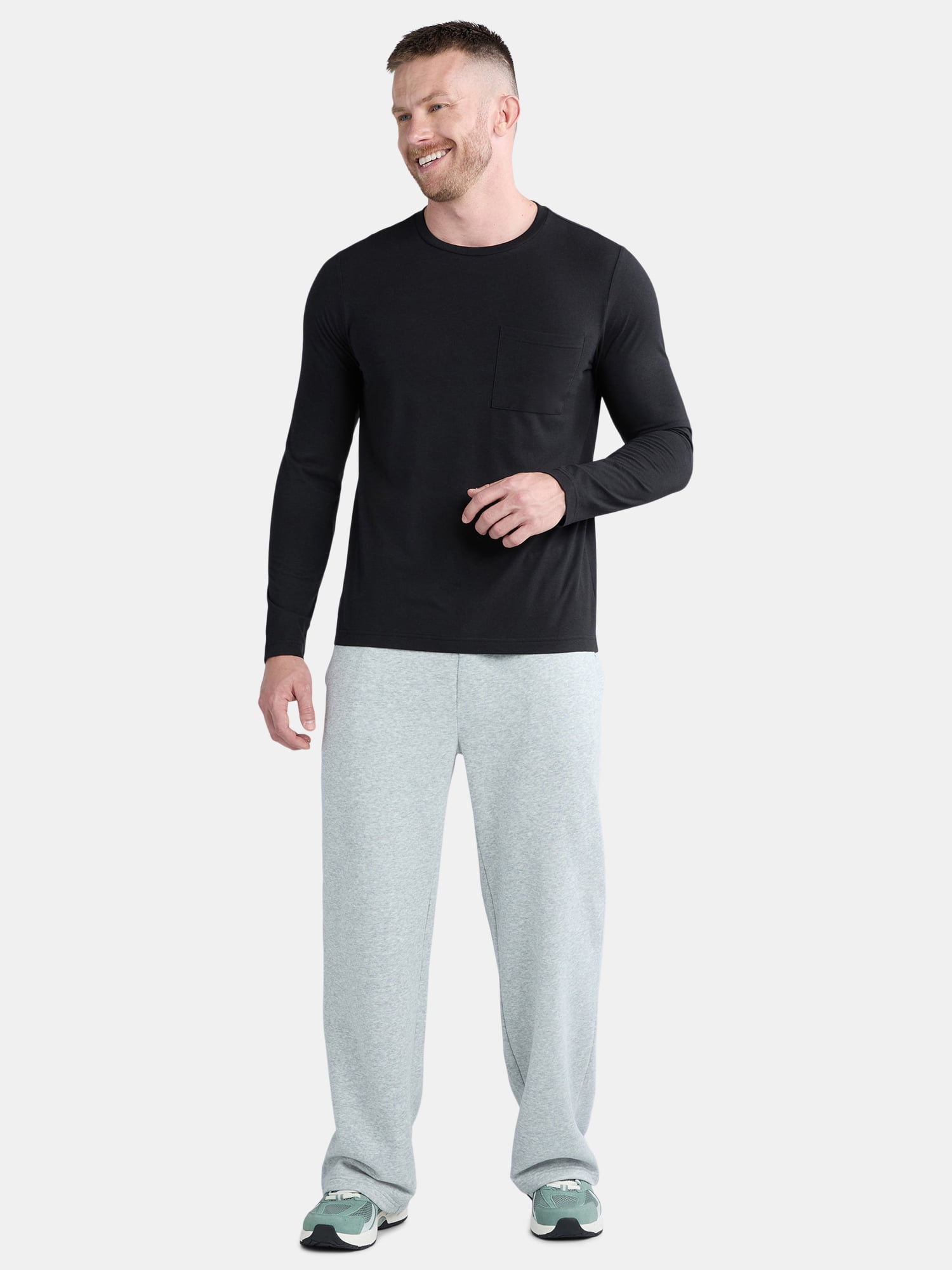 Athletic Works Men's and Big Men's Tri Blend Long Sleeve Pocket Tee, Sizes XS-5XL
