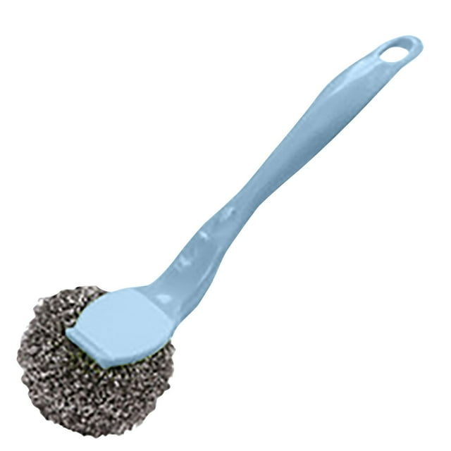 Classic Kitchen Accessories, 1PCS Scrubber with Handle Comes 1PCS Short Handle Stainless Scrubber with 1PCS Replacement Wire Scrubber for Pots and Pans