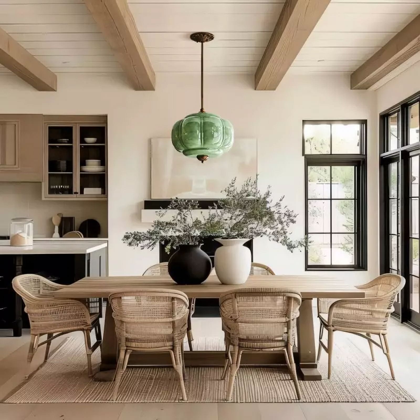 Arturesthome Eloise Scallop Milk Glass Semi-Flush Mount Pendant Ceiling Light