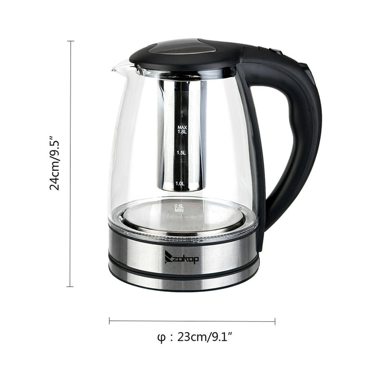 Longdeem Fast-Boil Electric Tea Kettle, 1.7L Stainless-Steel Water Heater, 1500W, Cordless Matte Black Design with LED, Auto-Shutoff & Anti-dry