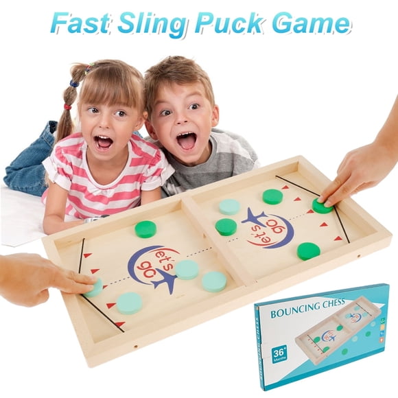 Fast Sling Puck Game Parent-Child Interaction Toy Wooden Board Game Early Educational Paced Slingpuck Board Game Wooden  Ice Hockey Games for Children Gift