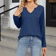 thumbnail image 4 of Womens Tops solid Color Long Sleeve Shirts V Neck Casual Loose Fit T Shirts Fall Tops Outfits Clothes 2024, 4 of 8
