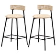 thumbnail image 4 of Counter Height Bar Stools Set of 2 Handwoven Paper Rope BarStools Boho Round Dining Pub Chairs for Kitchen Island (Black & Creamy White), 4 of 7