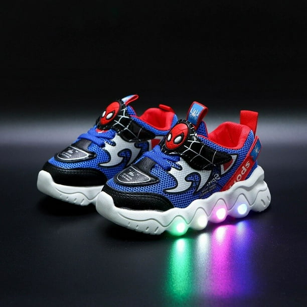 Disney nuevos zapatos brillantes de dibujos animados para niños y niñas, zapatos casuales para bebés, zapatos para niños, zapatos deportivos ligeros, zapatos con luz LED, plantilla 27 de 16,8 CM Gao Jinjia LED