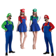 thumbnail image 4 of Disfraz de Super Luigi Brothers para adultos, mono con barba, sombrero y mochila, disfraz de Halloween, 4 of 5
