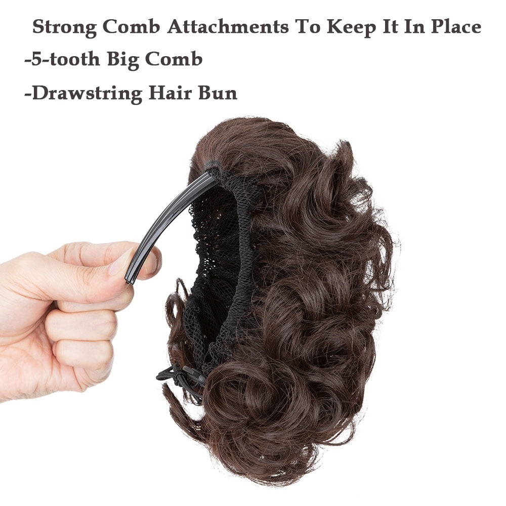 Messy Curly Hair Buns Synthetic Drawstring Bun Hairpiece Comb Clip Ponytail Hair Extensions