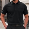 thumbnail image 2 of Men's Textured Polo Shirt Short Sleeve Button Placket Collared Polo with Chest Pocket Casual Summer Top, 2 of 4