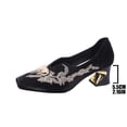 thumbnail image 5 of ZunFeo Womens Chunky Block Heel Slip On Shoes Embroidered Velvet Square Toe Low Heels for Women Casual Office, Black, US Sizes 5.5-9.5,Size 5.5, 5 of 9