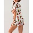 thumbnail image 5 of Christmas Pajama Set for Women Short Sleeve Tops + Elastic Waist Shorts Pjs Loungewear Set Holiday Sleepwear, 5 of 6