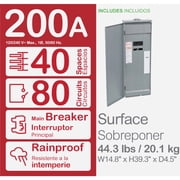 Square D Homeline Main Breaker Plug-On Neutral Load Center - 200A - Gray