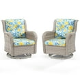 thumbnail image 2 of Meetleisure 2 Pieces Outdoor Patio Furniture Wicker Swivel Chair with Cushions for Backyard, Lemon Blossom Blue, 2 of 6