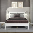 thumbnail image 4 of Camaflexi Mid Century Slat Bed Solid Wood Bed Frame with Headboard, Full, White, 4 of 11
