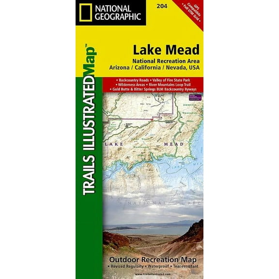 National Geographic Trails Illustrated M Lake Mead National Recreation Area Map, Book 204, (Paperback)