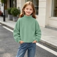 thumbnail image 5 of Mitankcoo Girls Mock Neck Ribbed Top Kids Loose Long Sleeve Pullover Sweatshirt for Fall Winter Casual Daily Outfits 4-15Y, 5 of 8