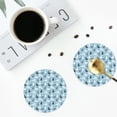 thumbnail image 4 of Lsque Black White Gray Rabbit Pattern 4" Drink Coasters Set of 4, PVC Leather Absorbent Coasters, Table Coaster Set Decorative Coffee Cup Coasters Housewarming Gift -Round Shape, 4 of 6
