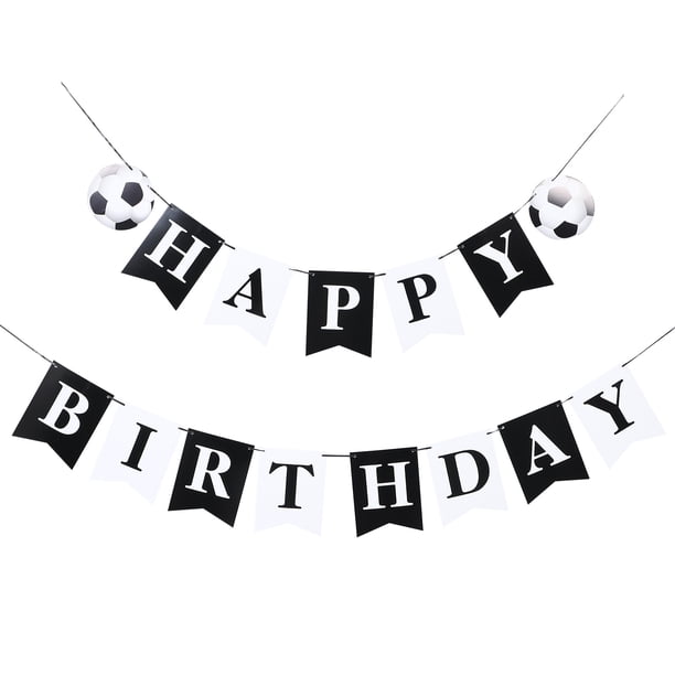 1 juego de pancarta de feliz cumpleaños de fútbol: pancarta de balón de fútbol, guirnalda de cumpleaños, bandera para puerta de pared para niños y niñas, decoraciones de fondo para fiestas.