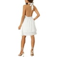 thumbnail image 3 of INSPIRE CHIC Halter Neck Sleeveless Dress for Women's Summer Smocked Backless Layer Dresses White XS, 3 of 5