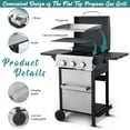 thumbnail image 3 of 3-Burner Flattop Propane Gas Grill with Folding Side Table - 36,900 BTU Outdoor BBQ Grill with Wire Enamel Cooking Grid & Stainless Steel Griddle Combo for Backyard, 3 of 7
