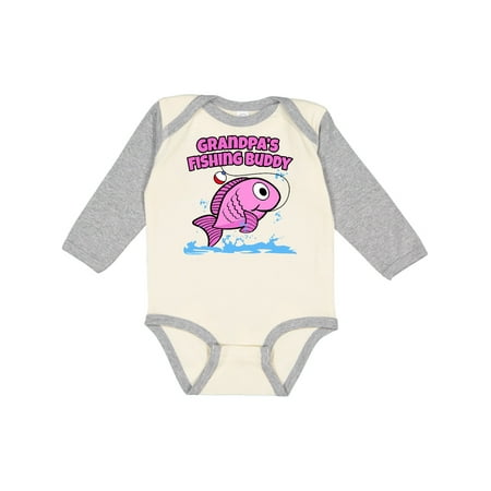 

Inktastic Grandpa s Fishing Buddy (pink) Gift Baby Girl Long Sleeve Bodysuit