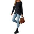 thumbnail image 5 of Hibeli Women Ribbed Textured Crew Neck Long Sleeve Button Tulip Hem Solid Color Top, 5 of 7