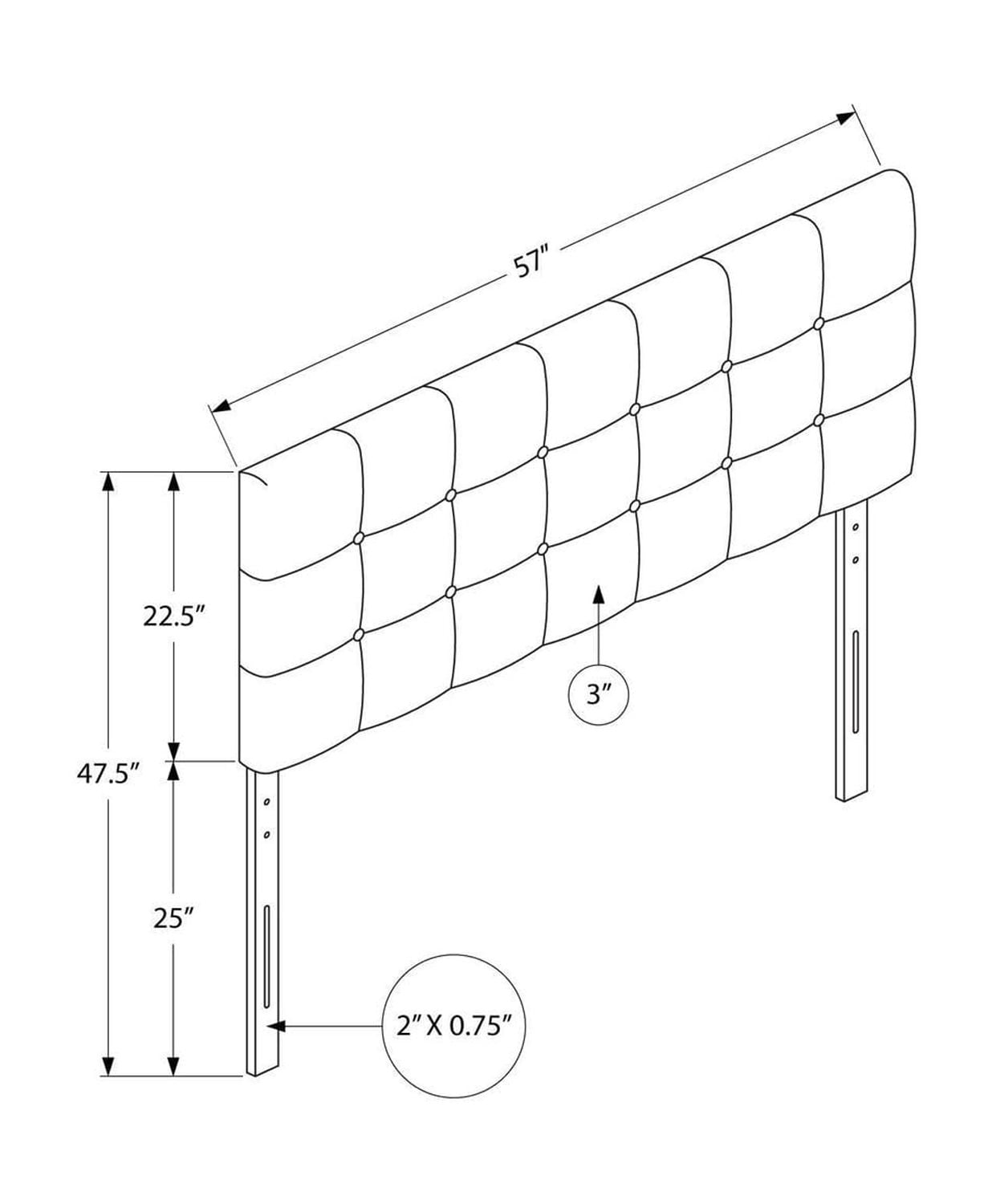 Monarch Specialties Bed, Headboard Only, Full Size, Bedroom, Upholstered, Linen Look, Beige, Transitional