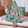 thumbnail image 5 of German Shepherd with Pioneer Flower Hooded Bath Towel，50"x30" for Ages 3 To 12 Kids, Quick Dry Lightweight Soft Microfiber Hood Beach Towel Cover Up for Kids, 5 of 7