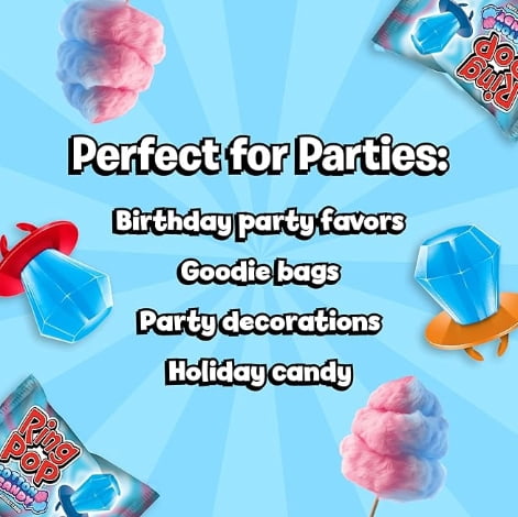 Ring Pop Individually Wrapped Cotton Candy Flavored Lollipop 30 Count Bulk Pack