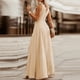 thumbnail image 5 of Vestido largo hasta el suelo con corte entallado y escote en V liso sin mangas suelto de Inglaterra Sexy a la moda para mujer Pompotops  ghjkhdj8626, 5 of 8