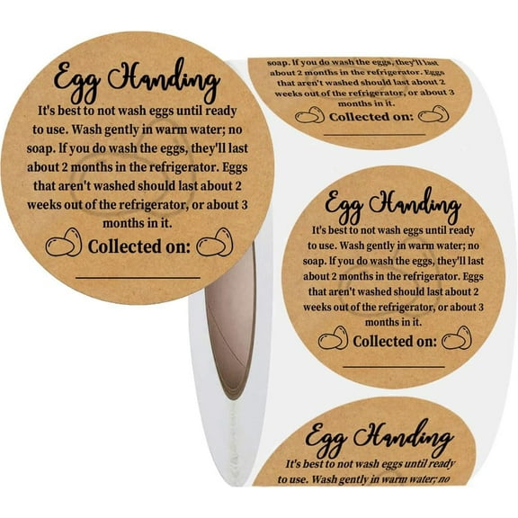 500pcs Farm Fresh Eggs Carton Stickers Kraft Paper Egg Carton Labels Farm Fresh Egg Care Stickers Egg Handling Labels, 2 inch