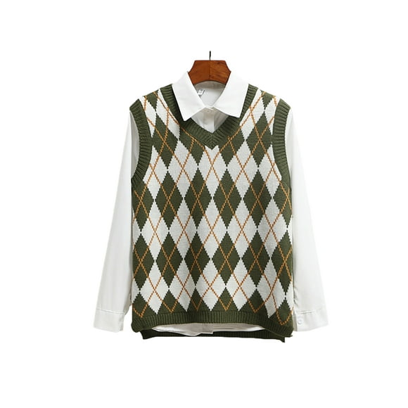 SUNSIOM Women?s Sweater Vest Sleeveless Loose/Slim Fit Argyle Kitted Tank Top