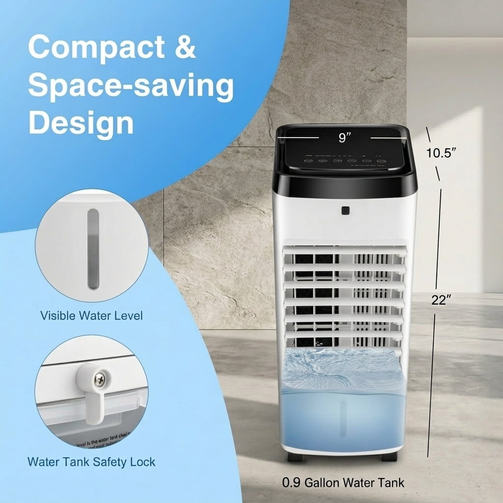 Kadyn Air Cooler, Space Cooler, Air Conditioners,3-in-1 Evaporative Air Cooler with 4 Modes-White