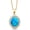 Blue Simulated Opal, October, variant on 18K Yellow Gold Plated Silver Pendant with Chain Oval Red Created Ruby and Moissanite (4.32 Cttw)