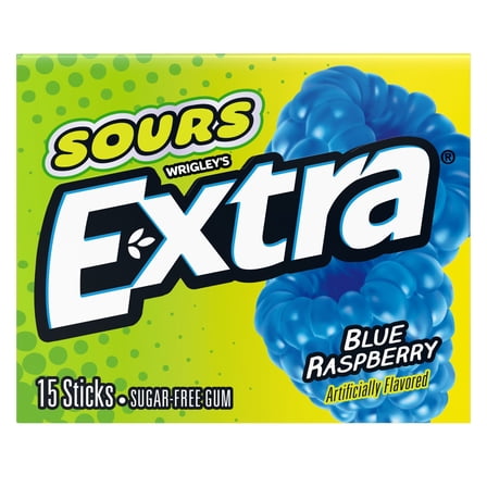 Extra Sours Blue Raspberry Sugar Free Chewing Gum - 15 Stick Pack