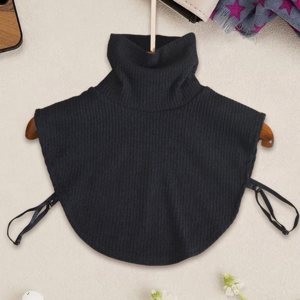Mujer Estudiante Falso Cuello de Tortuga Media Camisa de Tejer Estilo Moderno Desmontable Falso Colr Ropa Formal Accesorios Negro Soledad Cuello falso de cuello alto