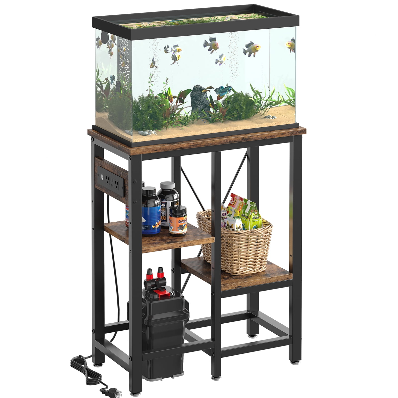 Heavy Duty Fish Tank Stand - 10-20 Gallon Aquarium Reptile Terrarium Stand With 600lb Capacity