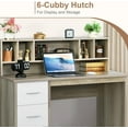 thumbnail image 2 of DreamCurship 47 in White Computer Desk, Home Office Desk with Hutch Shelf, Wood Study Writhing Desk with 3 Drawers for Home Office, Oak White, 2 of 7