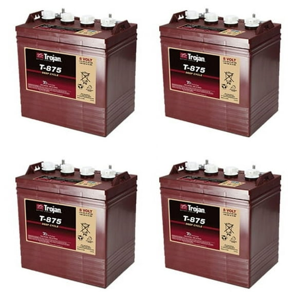 Trojan T-875 8V 170Ah Flooded Lead Acid GC2 Deep Cycle Battery x4