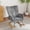 Dark Gray + Chenille + No footrest, variant on Upholstered Nursery Rocking Chair with Side Pocket, Wingback Glider Rocker with Solid Wood Base